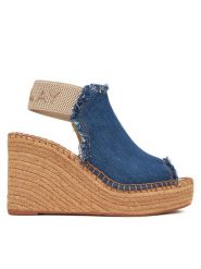 REPLAY Sandały Jess Tyne Denim Wedge Sandal GWP4G.000.C0036T Niebieski. Niebieskie sandały Replay, bez wzorów, z denimu, bez obcasa, na koturnie, bez zapięcia. Za 449.99 zł.