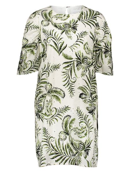 SisterS point Sukienka w kolorze kremowo-zielonym rozmiar: XS. Zielone sukienki Sisters Point, na co dzień, xs, bez wzorów, bez kołnierzyka, bez ramiączek, midi, proste. Za 61.17 zł.