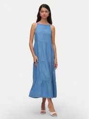 Vero Moda Sukienka letnia Fleur 10326075 Niebieski Loose Fit. Niebieskie sukienki Vero Moda, na lato, xs, bez wzorów, z lyocellu, bez kołnierzyka, bez ramiączek. Za 149.99 zł.
