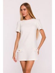 Made of emotion Sukienka w kolorze białym rozmiar: S. Białe sukienki Made Of Emotion, na co dzień, s, bez wzorów, bez kołnierzyka, bez ramiączek, mini, proste. Za 219.99 zł.