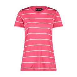 Koszulka w paski z okrągłym dekoltem damska CMP. Czerwone bluzki CMP, bez wzorów, sportowe, bez kołnierzyka, bez ramiączek. Za 135.45 zł.