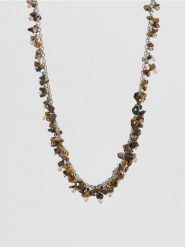 Naszyjnik z naturalnymi kamieniami - ciemnobrązowy. Brązowe naszyjniki Reserved. Za 129.99 zł.