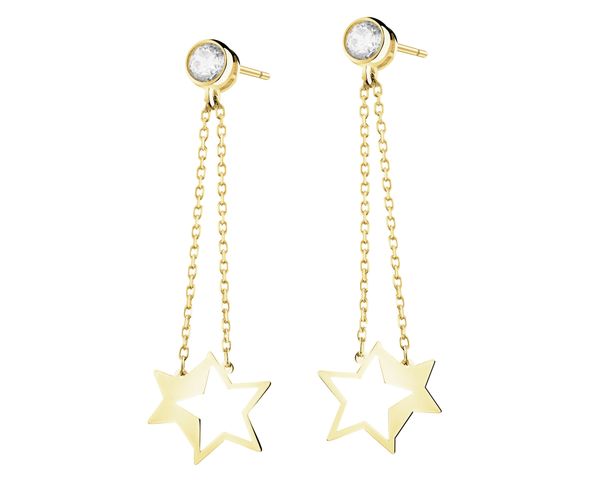 Złote kolczyki z cyrkoniami - gwiazdy. Żółte kolczyki Apart, z cyrkonią, złote. Za 919.00 zł.