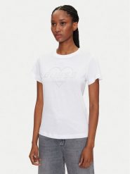 Guess T-Shirt V5GI10 K9RM1 Biały Regular Fit. Białe t-shirty Guess, l, z aplikacjami, z bawełny, bez kołnierzyka, bez ramiączek. Za 109.99 zł.
