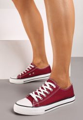 Bordowe Trampki Jazlyn. Czerwone trampki Born2be, z aplikacjami, z kauczuku, przed kostkę, bez zapięcia. Za 54.99 zł.