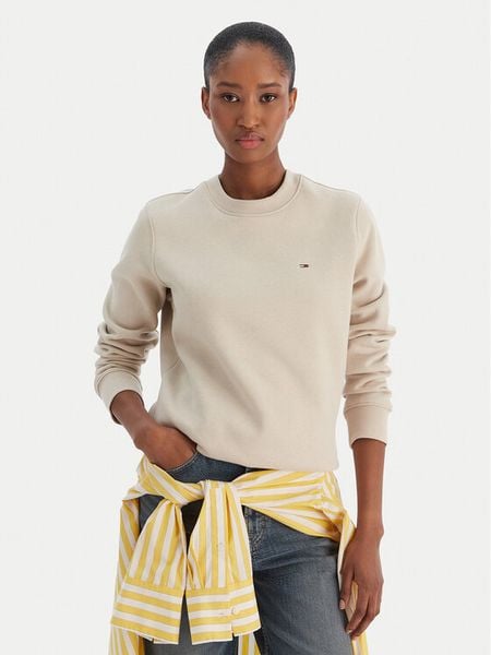 Tommy Jeans Bluza Flag DW0DW19959 Beżowy Regular Fit. Brązowe bluzy Tommy Jeans, l, bez wzorów, z bawełny, bez kaptura. Za 289.99 zł.