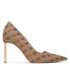 Szpilki Guess. Brązowe szpilki Guess, z aplikacjami, bez obcasa, na szpilce, bez zapięcia. Za 634.99 zł.