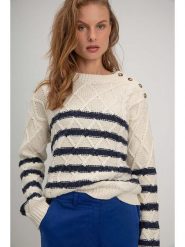 Josephine & Co Sweter "Soof" w kolorze białym rozmiar: M. Białe swetry Josephine & Co, m, bez wzorów, z bawełny, bez ramiączek. Za 235.50 zł.