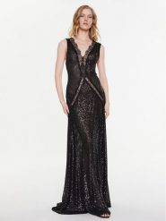 Elisabetta Franchi Sukienka wieczorowa AB-366-32E2-V740 Czarny Regular Fit. Czarne sukienki Elisabetta Franchi, bez wzorów, z syntetyku, wizytowe, bez kołnierzyka, bez ramiączek. Za 3,729.00 zł.