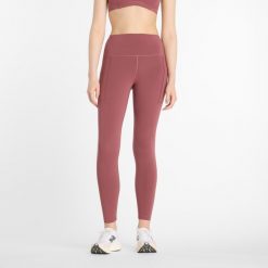 Legginsy damskie do biegania New Balance Sleek WP51268WAD – różowe. Czerwone legginsy sportowe New Balance, s, bez wzorów, z lycry, z podwyższonym stanem, do biegania. Za 409.99 zł.