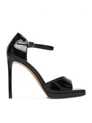 Eva Minge Sandały EO-VIOLET-LT2521-3-1 Czarny. Czarne sandały Eva Minge, bez wzorów, z lakierowanej skóry, bez obcasa, na szpilce, bez zapięcia. Za 429.99 zł.