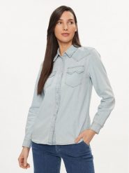 United Colors Of Benetton Koszula jeansowa 5RZKDQ06T Granatowy Regular Fit. Niebieskie koszule United Colors of Benetton, xs, bez wzorów, z bawełny, bez kołnierzyka, bez ramiączek. Za 279.99 zł.