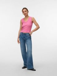 Vero Moda Top w kolorze różowym rozmiar: XL. Różowe topy Vero Moda, xl, bez wzorów, bez kołnierzyka, bez ramiączek. Za 45.45 zł.