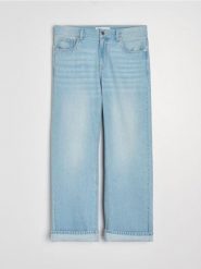 Jeansy baggy z efektem sprania - niebieski. Niebieskie jeansy Sinsay, l, bez wzorów. Za 69.99 zł.