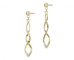Kolczyki z żółtego złota z brylantami - 0,008 ct - próba 585. Żółte kolczyki Apart, z brylantem, złote. Za 1,859.00 zł.