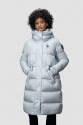 BLAUER Błękitny damski płaszcz Lena Raincoat Long Jackets. Niebieskie płaszcze Blauer USA, s, bez wzorów, ze lnu. W wyprzedaży za 1,349.99 zł.