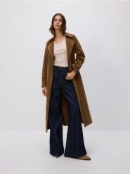 Jeansy wide leg z lyocellem - granatowy. Niebieskie jeansy Reserved, bez wzorów. Za 159.99 zł.