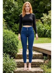 SOULSHAE Dżinsy - Skinny fit - w kolorze niebieskim rozmiar: 42. Niebieskie jeansy SOULSHAE, bez wzorów, z podwyższonym stanem. Za 124.95 zł.