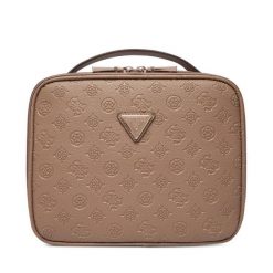 Kosmetyczka Guess. Brązowe kufry i kosmetyczki Guess, z aplikacjami, bez dodatków. Za 399.99 zł.
