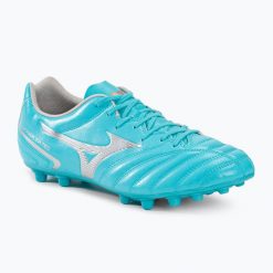Buty piłkarskie Mizuno Monarcida Neo II Sel AG. Niebieskie obuwie sportowe Mizuno, bez zapięcia, do piłki nożnej. Za 129.99 zł.
