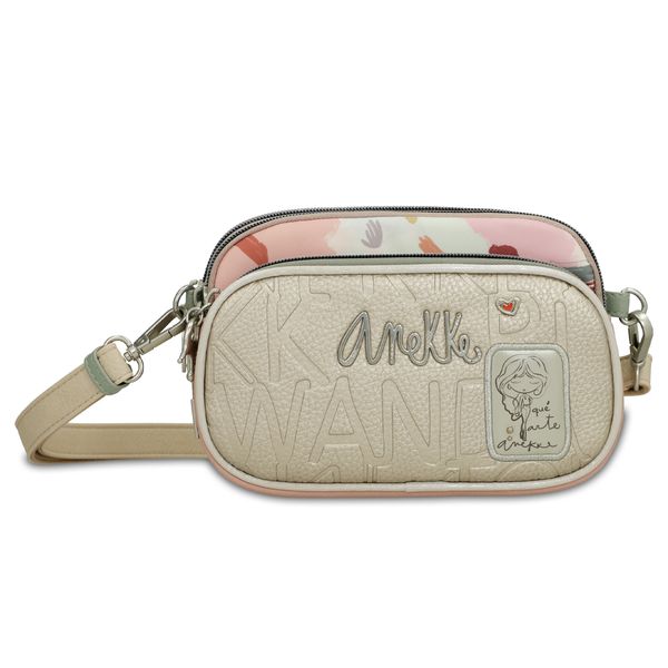 Srebrna Oryginalna Średnia Torebka Na Ramię Anekke Z Serii Alma. Szare listonoszki Anekke, z aplikacjami, z materiału, na ramię, średnie, zdobione, bez dodatków. Za 299.00 zł.