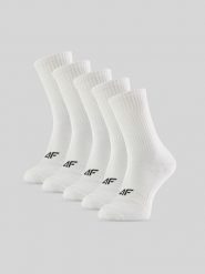 4F Skarpetki długie (5-pack) damskie - białe 35-38. Białe skarpety 4f, bez wzorów, z bawełny. Za 69.99 zł.