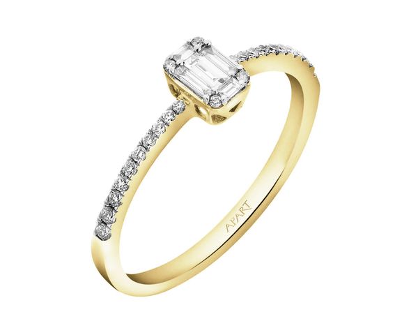 Pierścionek z żółtego złota z diamentami - 0,22 ct - próba 585. Żółte pierścionki Apart, z diamentem, złote. Za 4,390.00 zł.