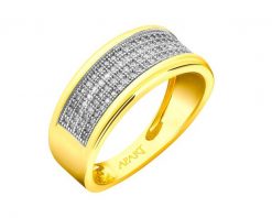 Pierścionek z żółtego złota z diamentami - 0,24 ct - próba 585. Żółte pierścionki Apart, z diamentem, złote. Za 4,590.00 zł.
