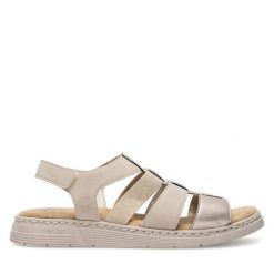Sandały Rieker. Brązowe sandały Rieker, bez wzorów, bez obcasa, na płaskiej podeszwie, bez zapięcia. Za 279.99 zł.