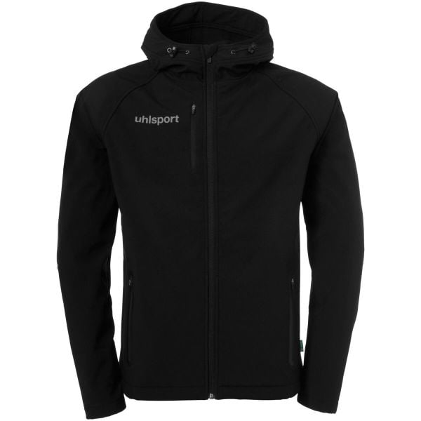Kurtka softshell Uhlsport Essential. Czarne kurtki sportowe Uhlsport, bez wzorów, z polaru, bez kaptura, do piłki nożnej. W wyprzedaży za 409.35 zł.