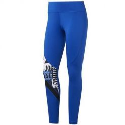 Spodnie treningowe damskie Reebok Wor Myt Aop Tight. Niebieskie spodnie dresowe Reebok, xs, bez wzorów, na fitness i siłownię. Za 153.00 zł.