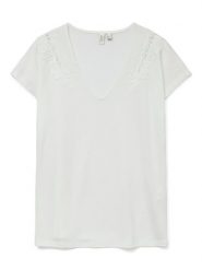Vero Moda Koszulka w kolorze białym rozmiar: L. Białe bluzki Vero Moda, l, bez wzorów, z koronki, bez kołnierzyka, bez ramiączek. Za 88.45 zł.
