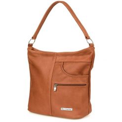 Torebka Skórzana Listonoszka Damska Duża Klasyczna Camel H08. Brązowe torby na ramię bez wzorów, klasyczne, na ramię, duże, bez dodatków. Za 189.99 zł.