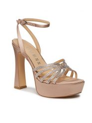 Guess Sandały Iriata FLPIRT SAT03 Beżowy. Brązowe sandały Guess, z aplikacjami, z materiału, bez obcasa, na słupku, bez zapięcia. Za 849.99 zł.