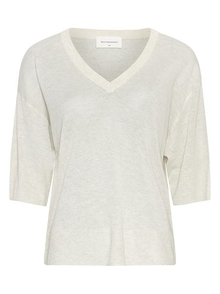 MOSS COPENHAGEN Bluzka w kolorze kremowym rozmiar: L/XL. Brązowe bluzki Moss Copenhagen, l, bez wzorów, bez kołnierzyka, bez ramiączek. Za 86.78 zł.