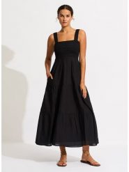 Seafolly Sukienka w kolorze czarnym rozmiar: S. Czarne sukienki Seafolly, s, bez wzorów, z bawełny, bez kołnierzyka, bez ramiączek, maxi. Za 223.73 zł.