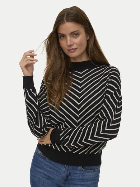 Vero Moda Sweter Capricorn 10331893 Czarny Regular Fit. Czarne swetry Vero Moda, s, bez wzorów, z bawełny, bez ramiączek. Za 109.99 zł.