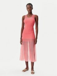 PINKO Sukienka dzianinowa 104802 A2GJ Koralowy Regular Fit. Pomarańczowe sukienki Pinko, s, bez wzorów, z dzianiny, bez kołnierzyka, bez ramiączek. Za 769.99 zł.