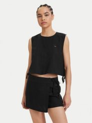 Tommy Jeans Top DW0DW22779 Czarny Regular Fit. Czarne topy Tommy Jeans, xs, bez wzorów, z jeansu, bez kołnierzyka, bez ramiączek. Za 329.99 zł.