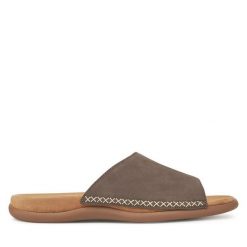 Klapki Gabor. Brązowe klapki Gabor, bez wzorów, bez obcasa. Za 359.99 zł.