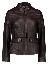 7eleven Skórzana kurtka "Kati" w kolorze ciemnobrązowym rozmiar: 38. Brązowe kurtki 7eleven, bez wzorów, ze skóry, bez kaptura. Za 502.76 zł.