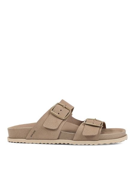 Geox Klapki D Sandybett D558RA 00022 C6738 Beżowy. Brązowe klapki Geox, bez wzorów, ze skóry, bez obcasa. Za 246.99 zł.