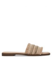 DeeZee Klapki E1004-130 Beżowy. Brązowe klapki DeeZee, bez wzorów, z materiału, bez obcasa. Za 83.99 zł.