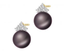 Kolczyki z żółtego złota z diamentami i perłą - próba 585. Żółte kolczyki Apart, z diamentem, złote. Za 1,429.00 zł.