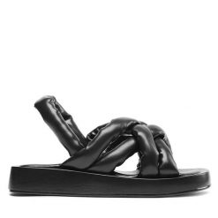 Sandały Bianco. Czarne sandały Bianco, bez wzorów, bez obcasa, na płaskiej podeszwie, bez zapięcia. Za 279.99 zł.
