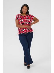 KAFFE curve Bluzka w kolorze czerwono-czarnym rozmiar: 42. Czerwone bluzki KAFFE curve, bez wzorów, z wiskozy, bez kołnierzyka, bez ramiączek. Za 78.99 zł.