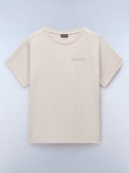 NAPAPIJRY Koszulka "Eclair" w kolorze beżowym rozmiar: S. Brązowe bluzki NAPAPIJRY, s, bez wzorów, z bawełny, bez kołnierzyka, bez ramiączek. Za 83.42 zł.