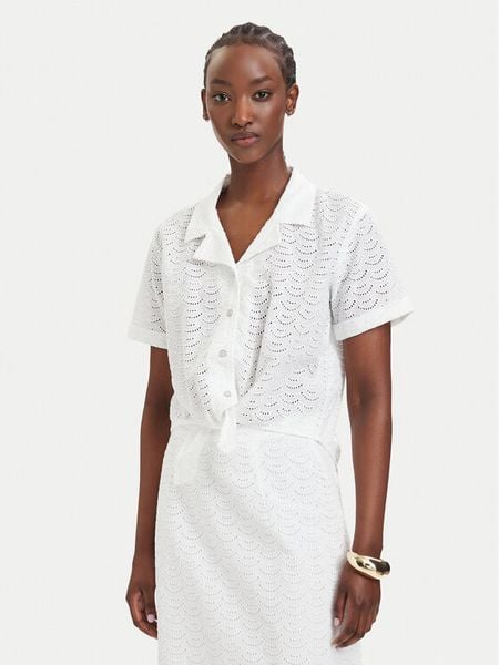 Guess Koszula W6GH48 W1881 Biały Classic Fit. Białe koszule Guess, l, z aplikacjami, z bawełny, bez kołnierzyka, bez ramiączek. Za 196.00 zł.