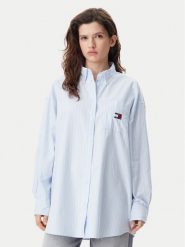 Tommy Jeans Koszula Badge DW0DW20289 Błękitny Oversize. Niebieskie koszule Tommy Jeans, xl, bez wzorów, z bawełny, bez kołnierzyka, bez ramiączek. Za 279.99 zł.