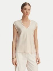 Rinascimento Bluzka CFC0127631003 Beżowy Regular Fit. Brązowe bluzki Rinascimento, s, bez wzorów, z syntetyku, bez kołnierzyka, bez ramiączek. Za 229.99 zł.